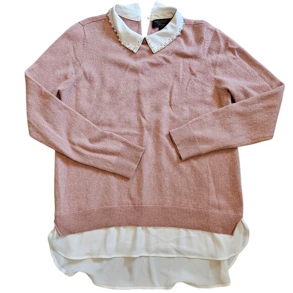 Charter Club Cashmere Luxury Pink Collared Layered Sweater sz Small Classic - Picture 1 of 7